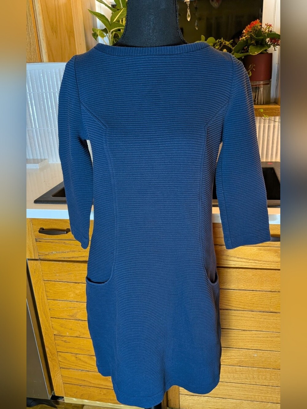 Boden Jasmine Ottoman Knit Shift Dress with Pockets, Navy